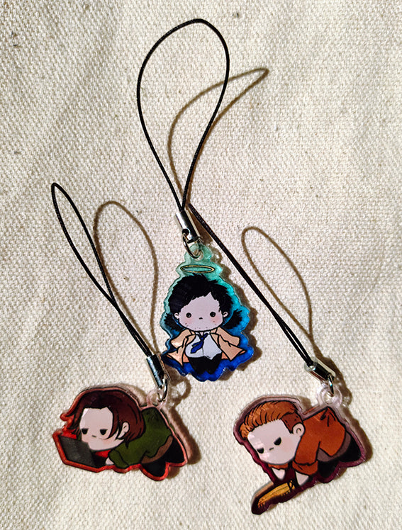 Dean, Sam and Castiel acrylic charms