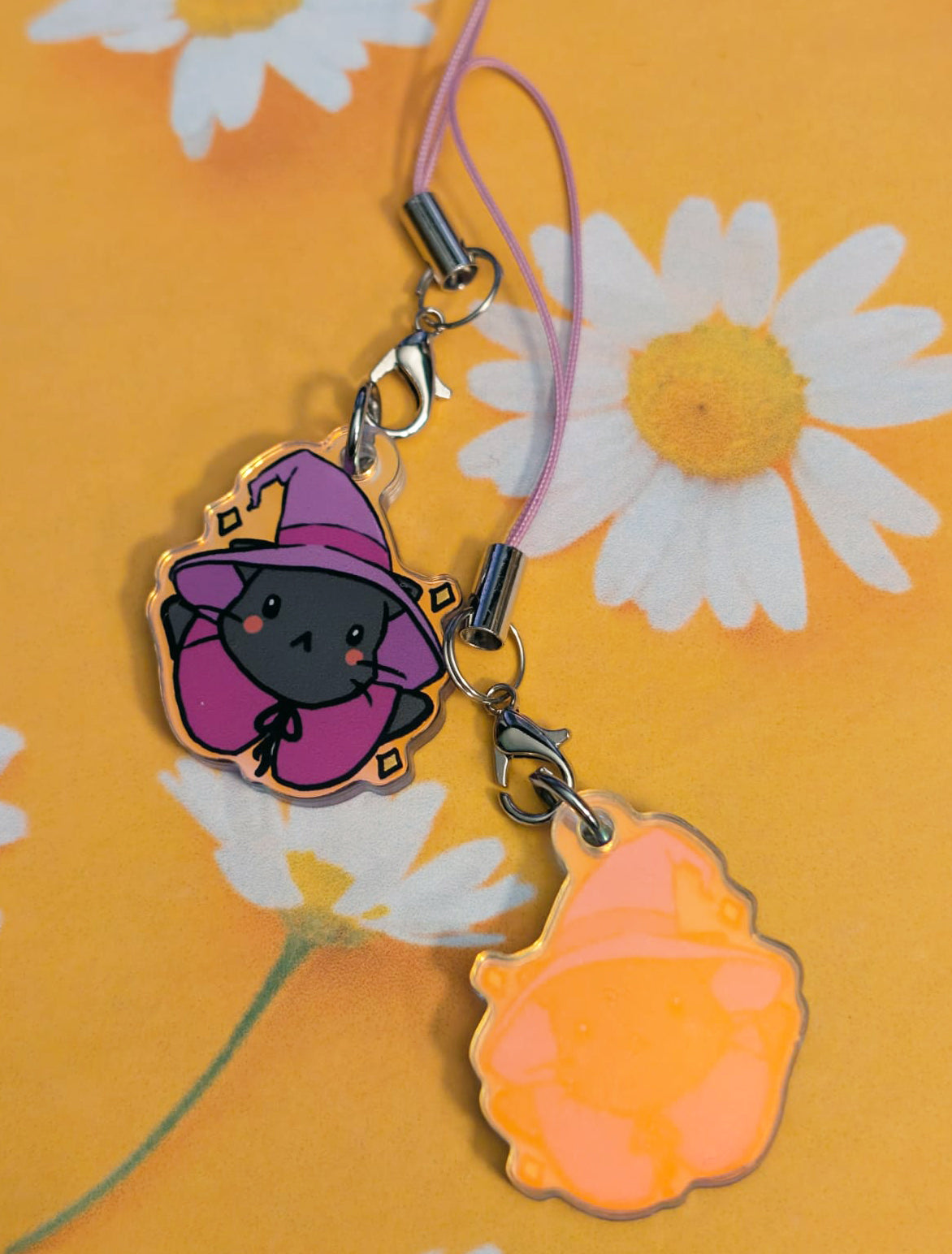 Witch Cat holo phone charm