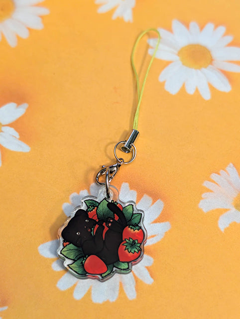 Strawberry cat phone charm