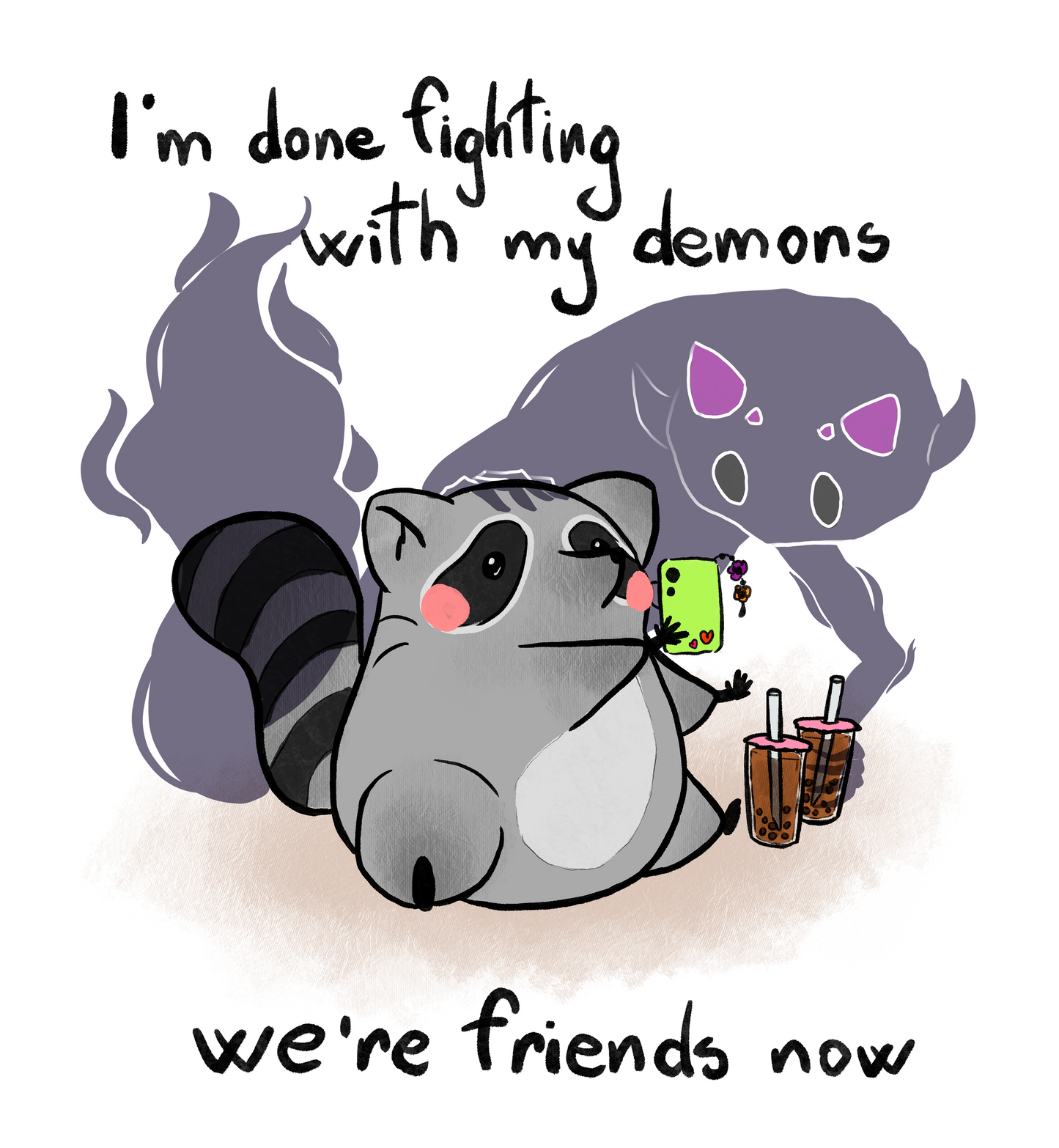 Demon Friends raccoon sticker