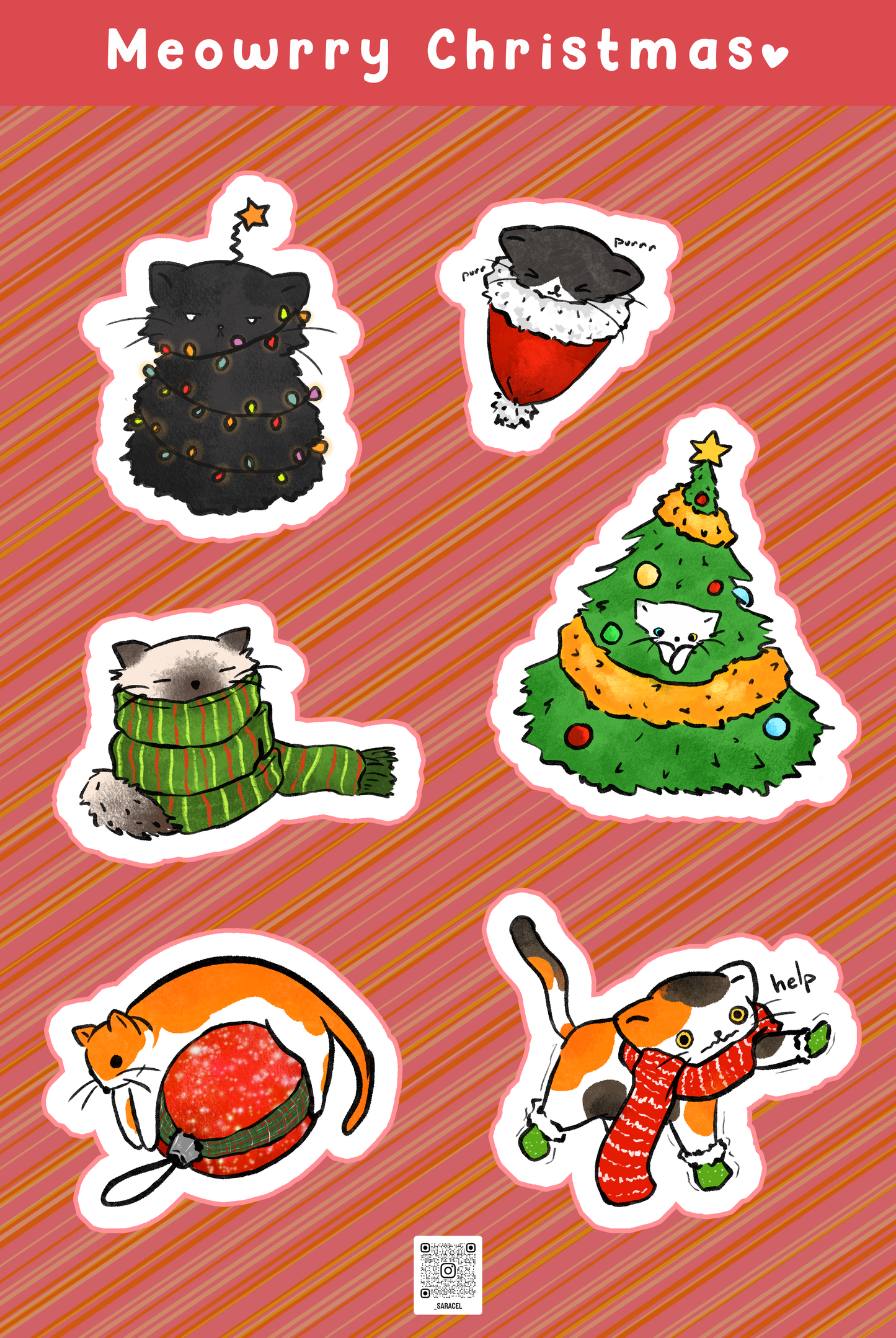 Christmas Cats sticker sheet