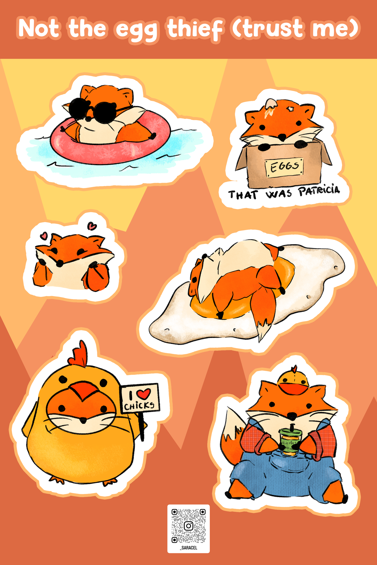 The fox who didn't steal your eggs sticker sheet