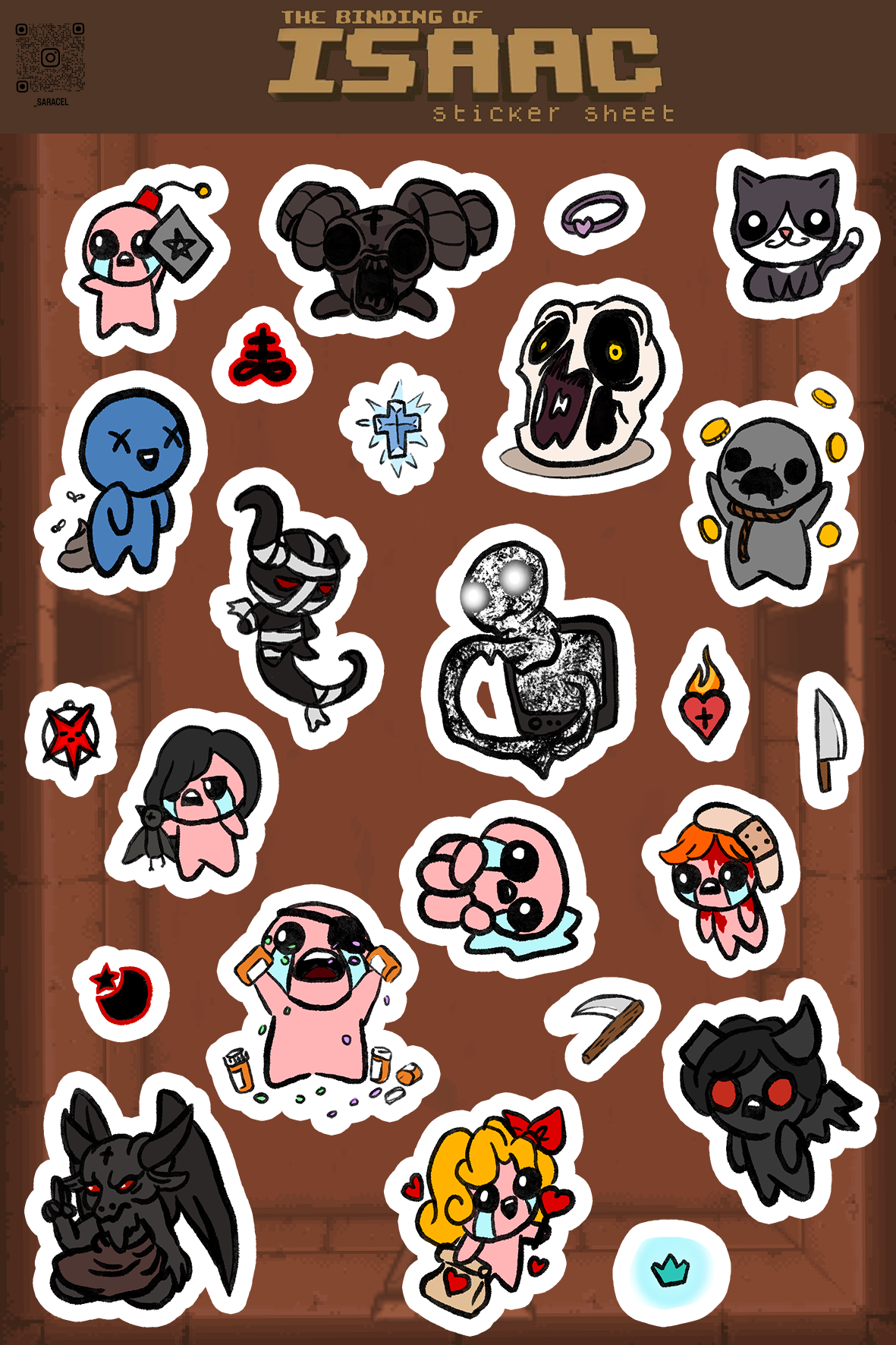 Binding of Isaac sticker sheet