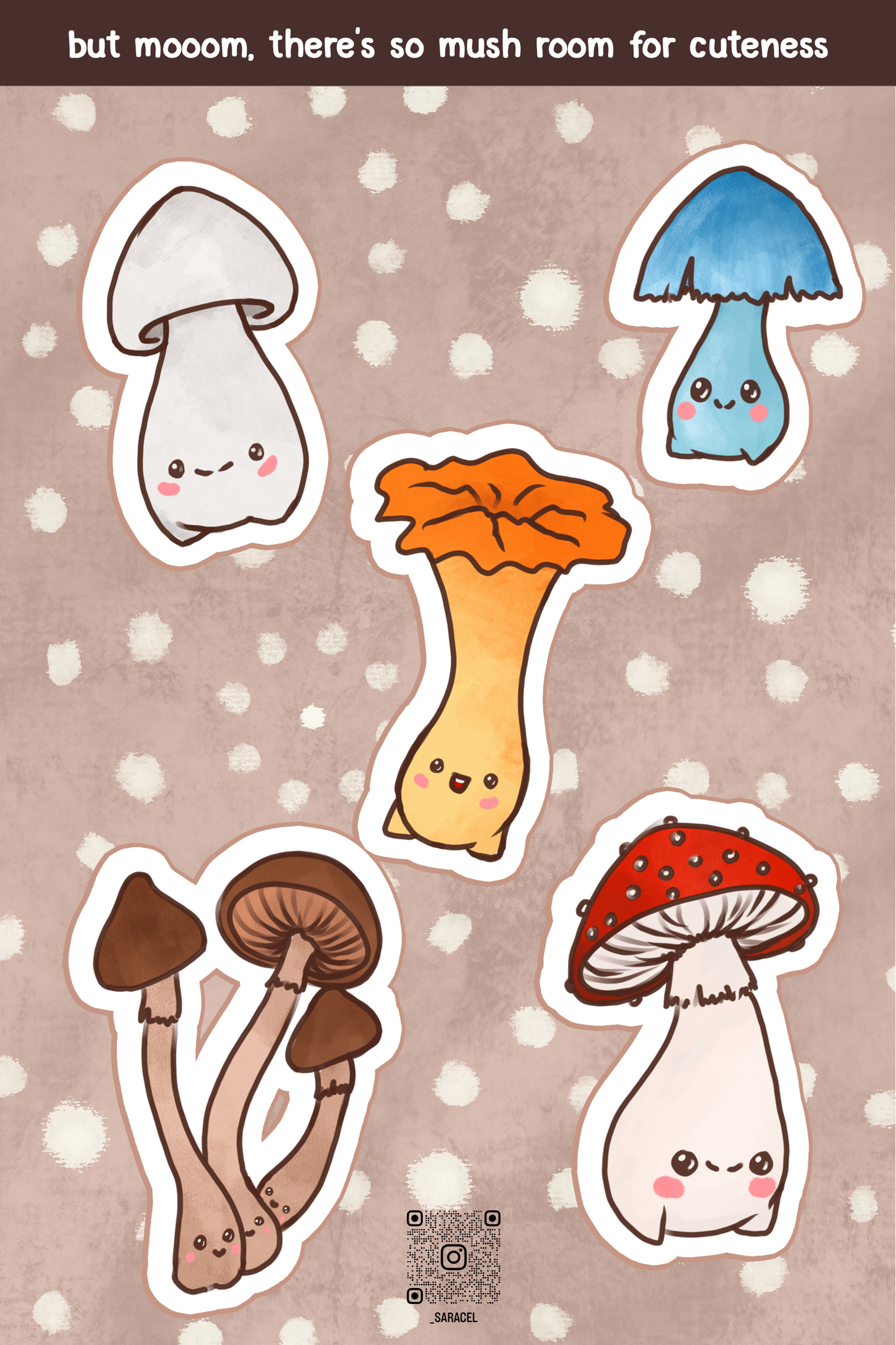Mushrooms sticker sheet