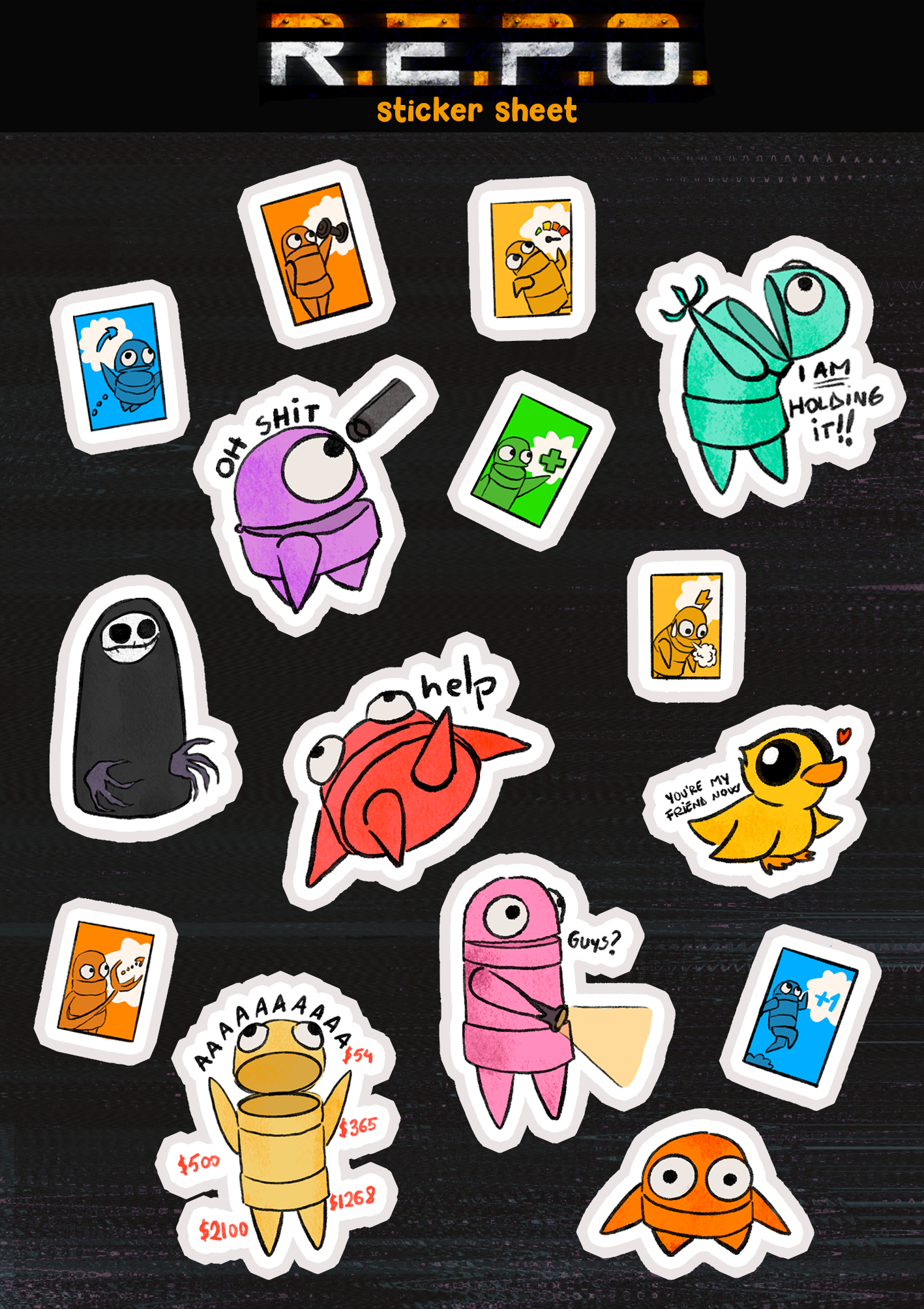 R.E.P.O. sticker sheet