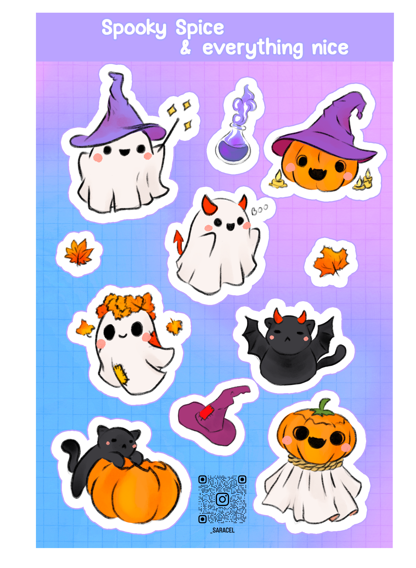 Spooky & cute sticker sheet