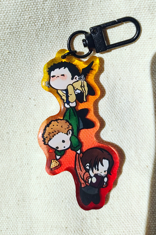 Supernatural trio epoxy coated acrylic keychain