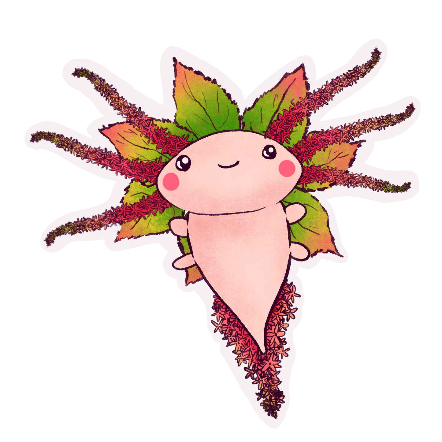 Flower axolotl sticker