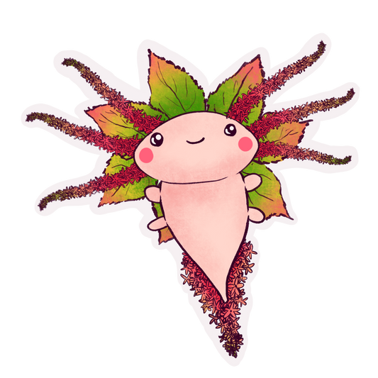 Flower axolotl sticker