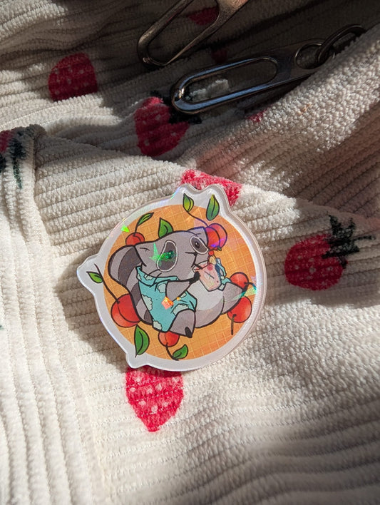 Raccoon shiny acrylic pin