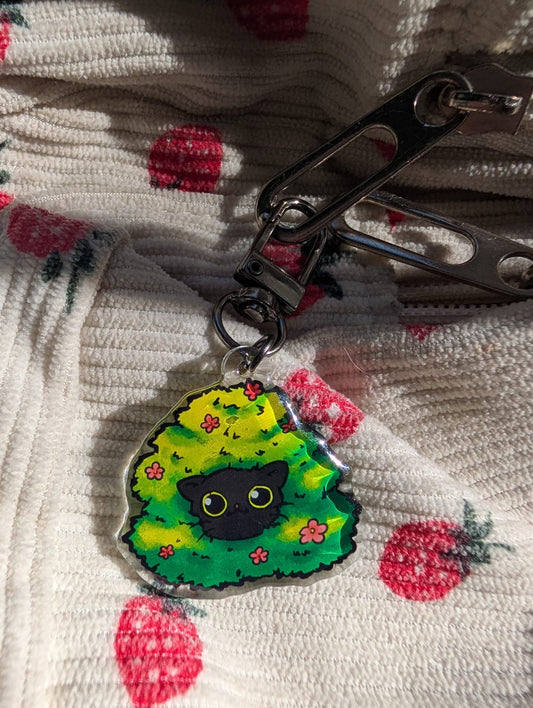 Cat in bush keychain