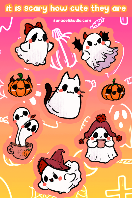 Cute ghosts sticker sheet