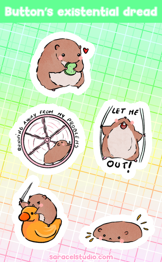 Button's existential dread sticker sheet