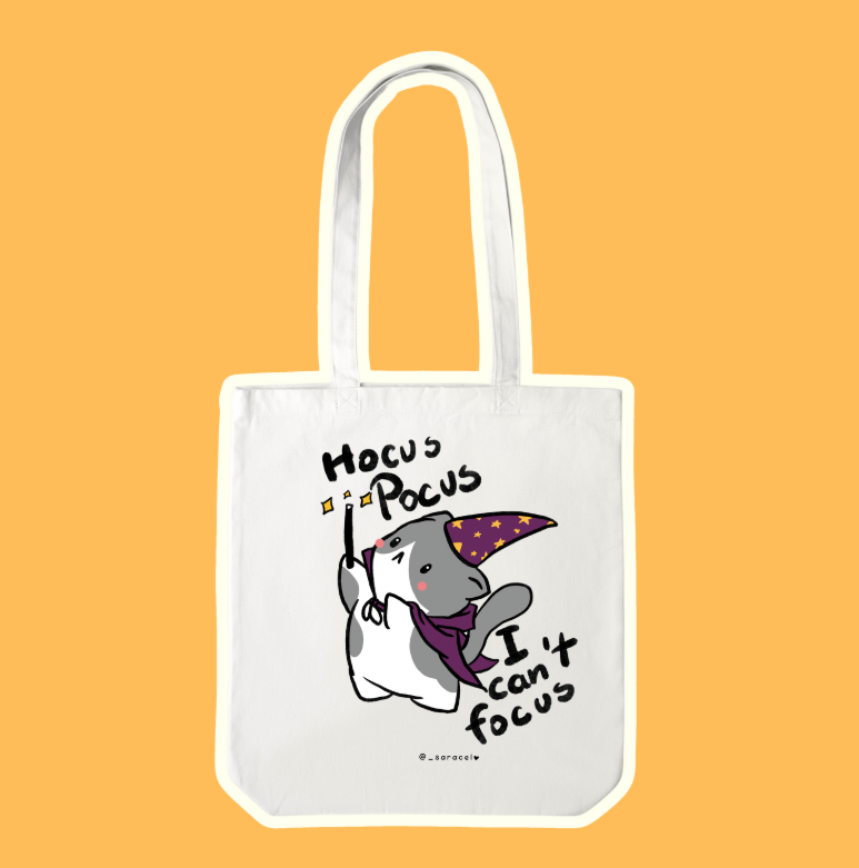Hocus Pocus I Can't Focus Cat Tote Bag