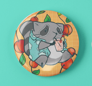 Raccoon round pin
