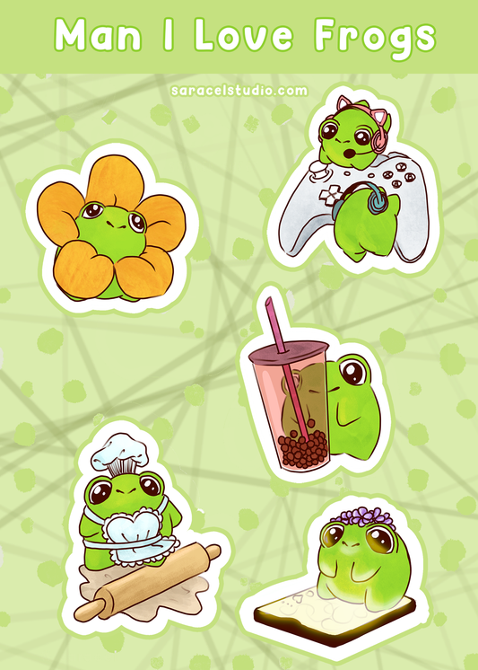 Man I Love Frogs sticker sheet