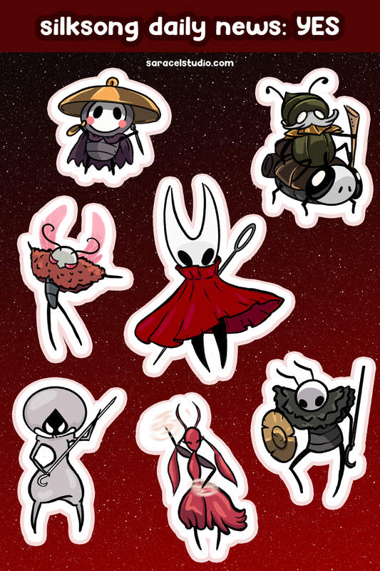 Silksong sticker sheet